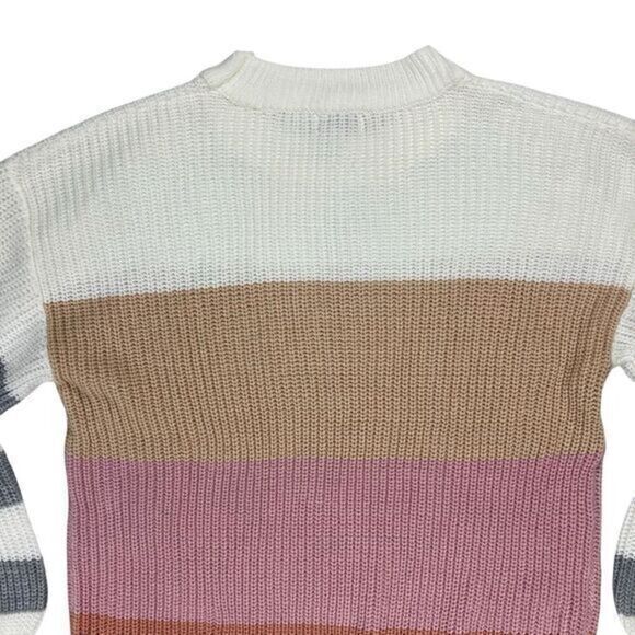 Andree By Unit Color Block Sweater Striped Super Soft Sz L Balloon Sleeves NWT - Picture 6 of 16